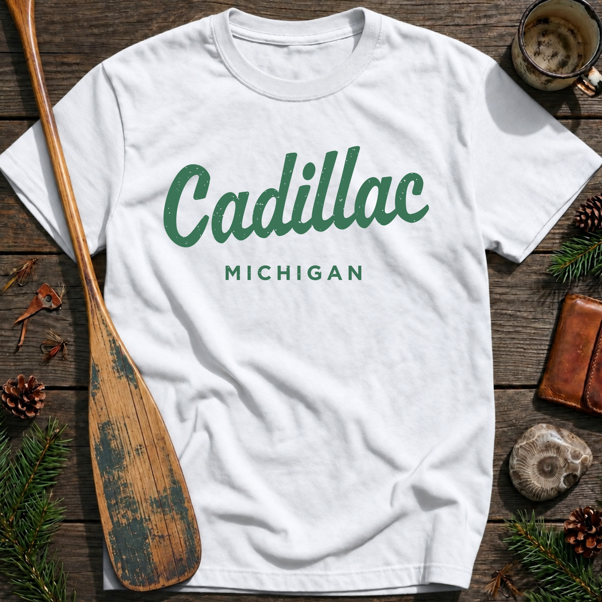 Cadillac Michigan Vintage Script T‑Shirt