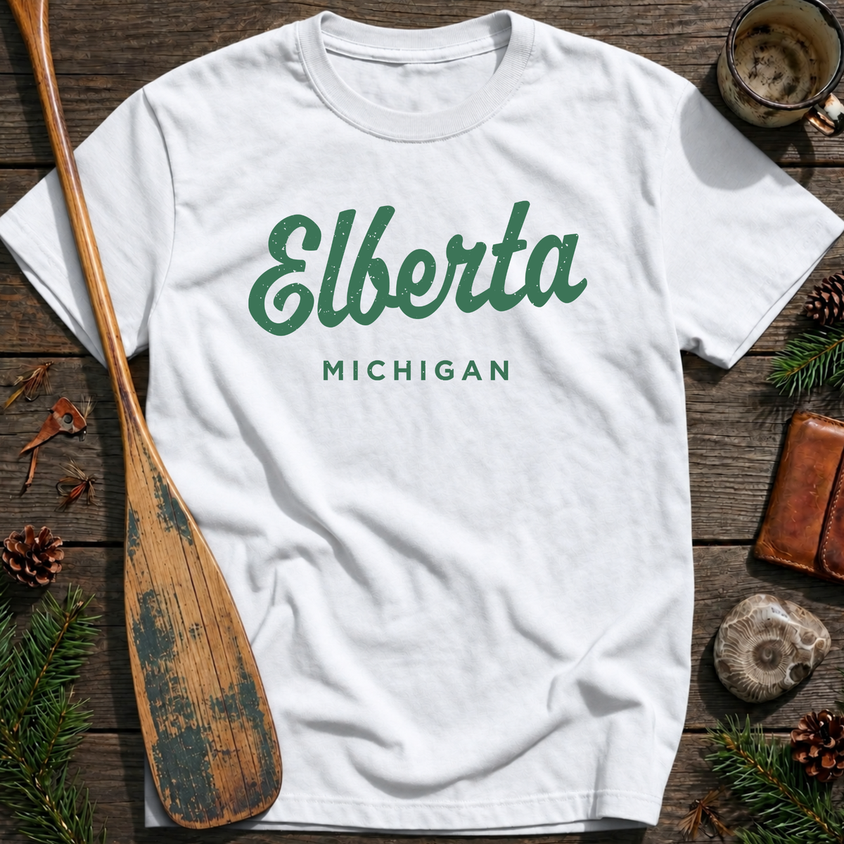 Elberta Michigan Vintage Script T‑Shirt