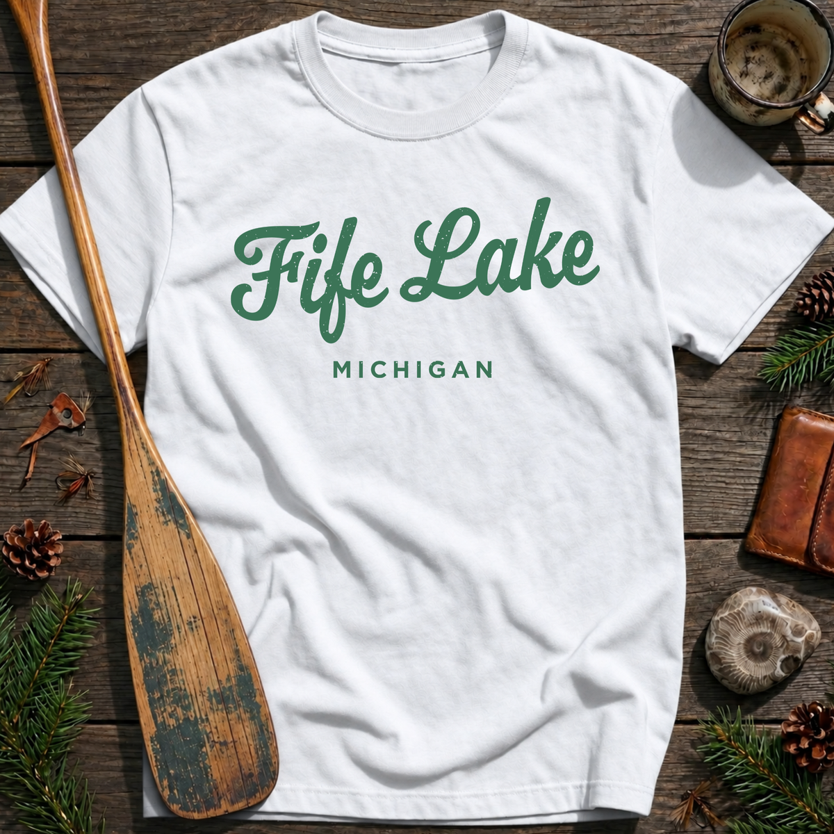 Fife Lake Michigan Vintage Script T‑Shirt