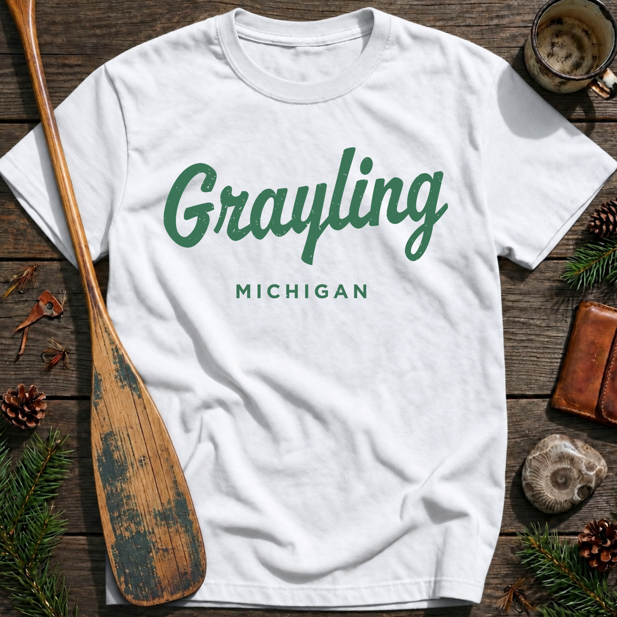 Grayling Michigan Vintage Script T‑Shirt