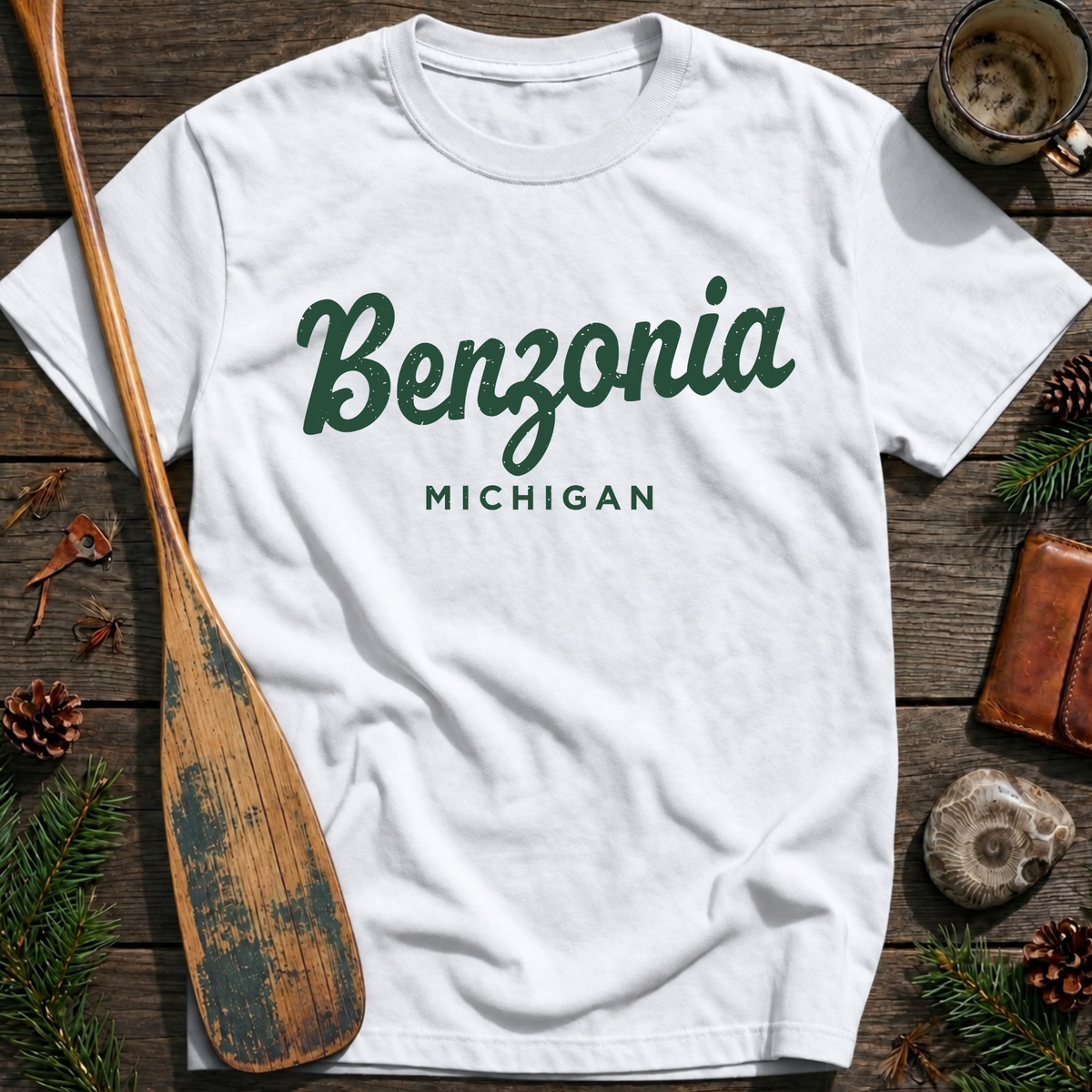 Benzonia Michigan Vintage Script T‑Shirt