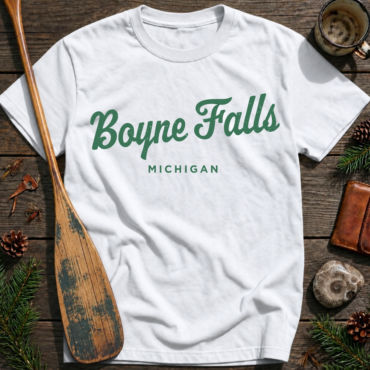 Boyne Falls Michigan Vintage Script T‑Shirt