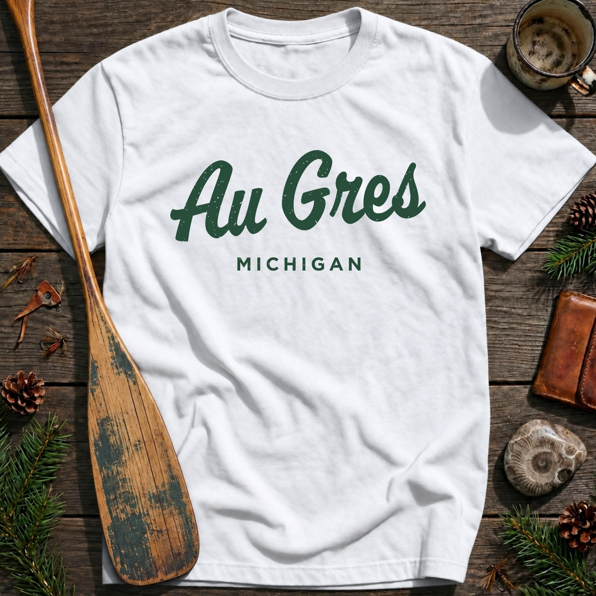 Au Gres Michigan Vintage Script T‑Shirt