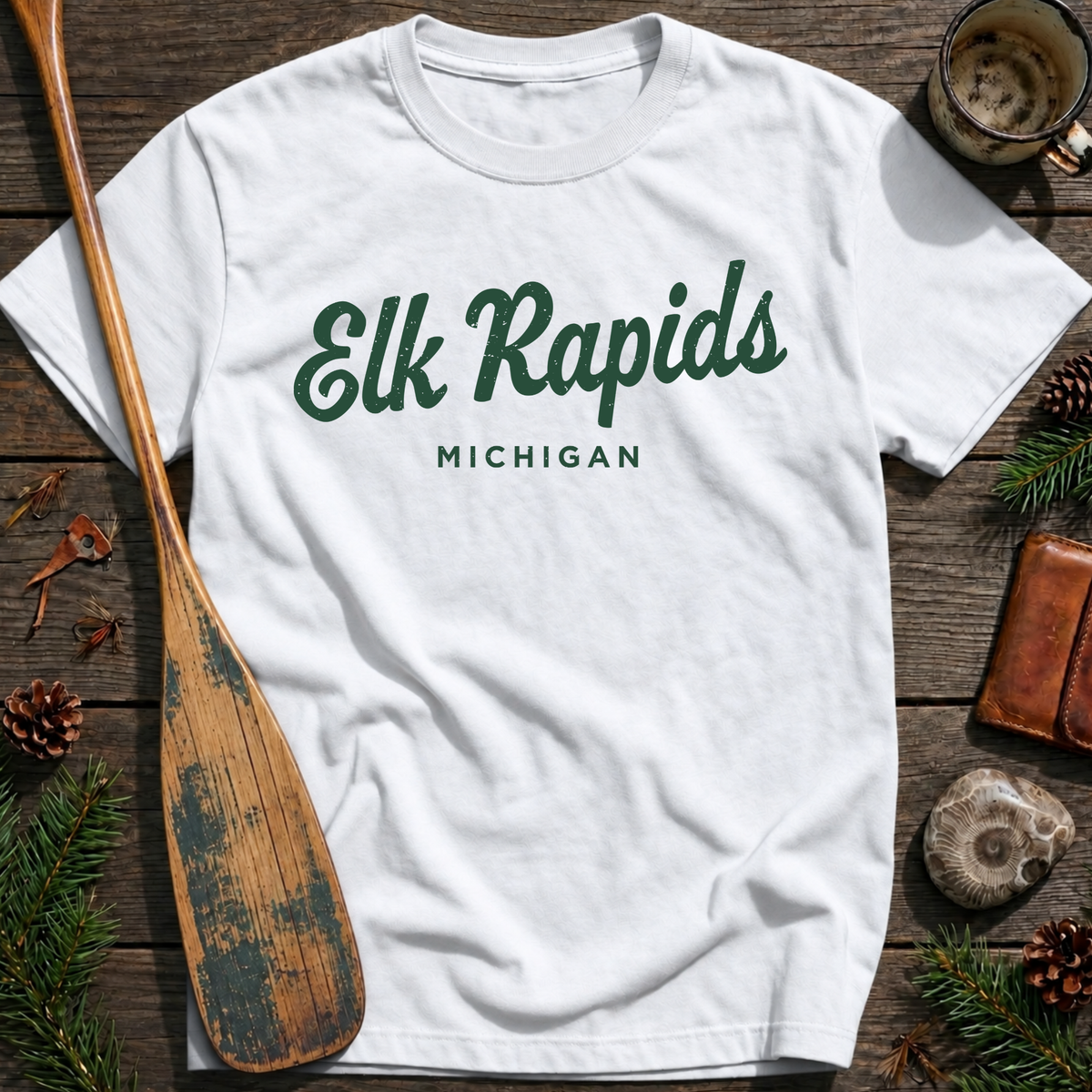 Elk Rapids Michigan Vintage Script T‑Shirt