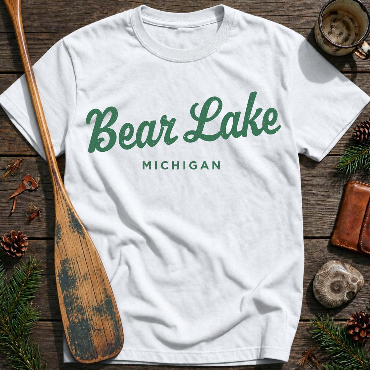 Bear Lake Michigan Vintage Script T‑Shirt